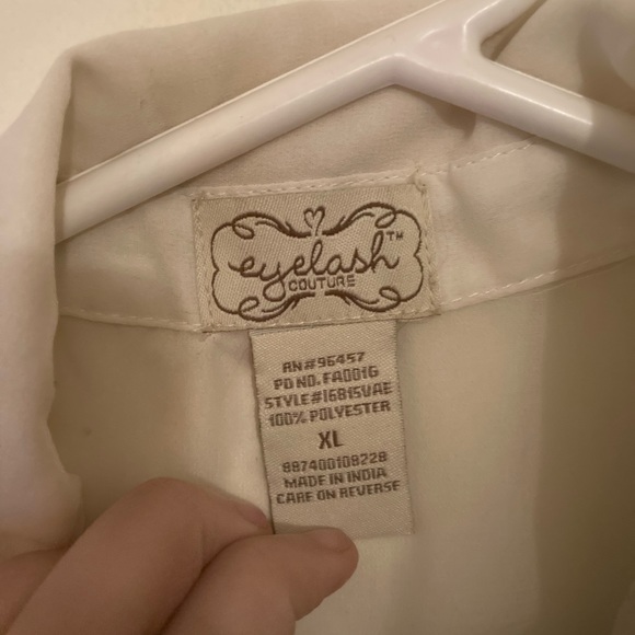 Sheer White Button Up Tank Top. - Picture 3 of 3